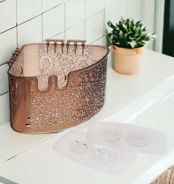 Полка угловая на липкой основе, пластик,10*14*18,5см МИКС